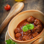 Italian cooking  - meat balls with basil